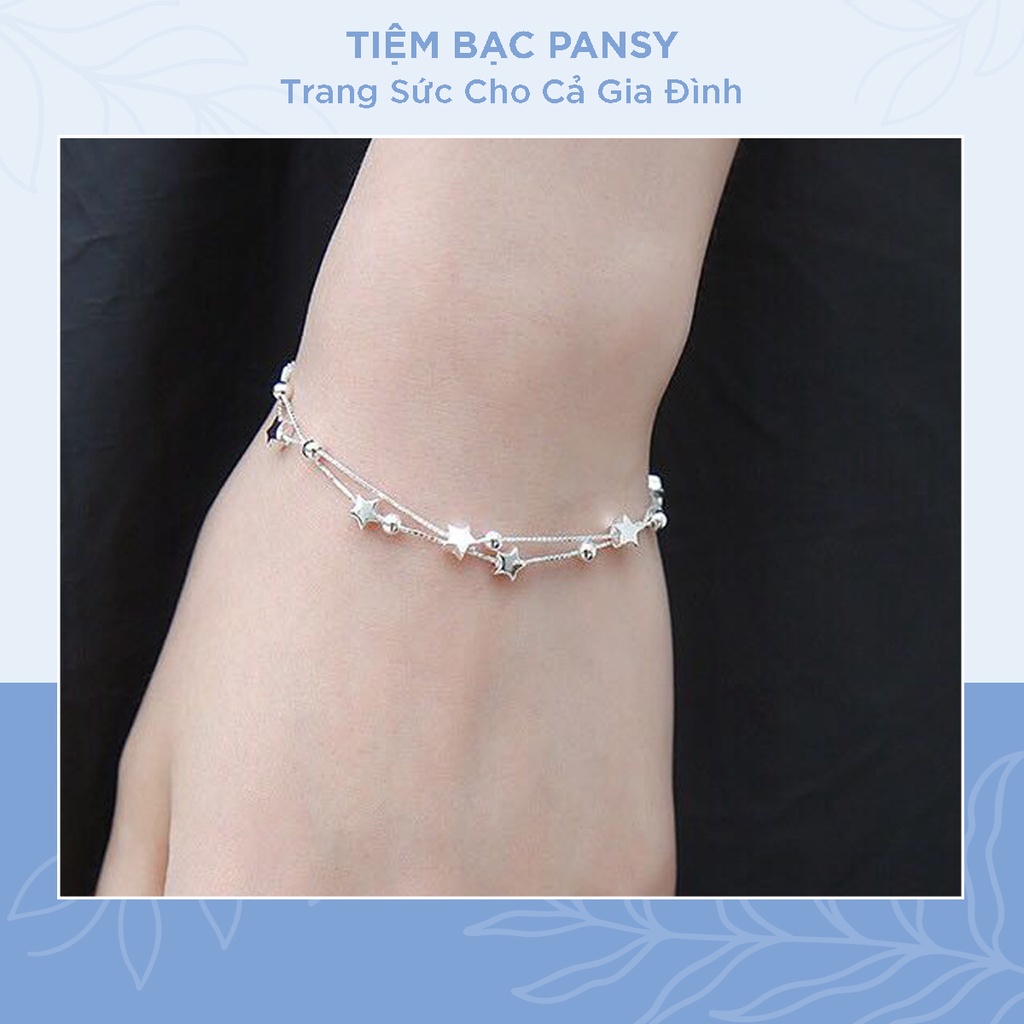 Lắc tay nữ bạc PANSY sao dây đôi cao cấp - Vòng bạc đeo tay The Star basic