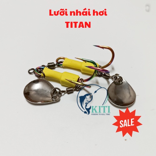 Lưỡi nhái hơi TITAN , Lưỡi câu đôi TITAN dùng để câu lure, câu cá lóc làm bằng Titan , đầy đủ phụ kiên