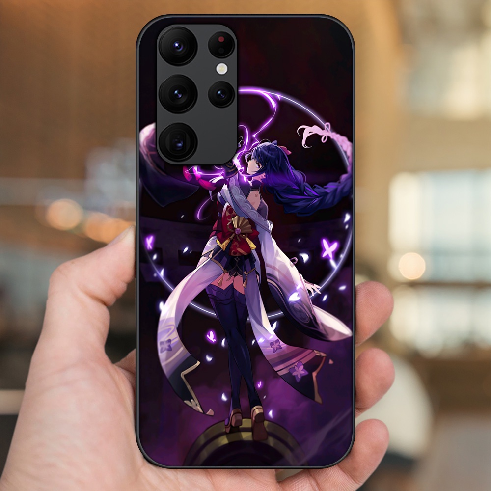 Ốp lưng Samsung S20 Ultra viền đen in hình Raiden Shogun Genshin Impact