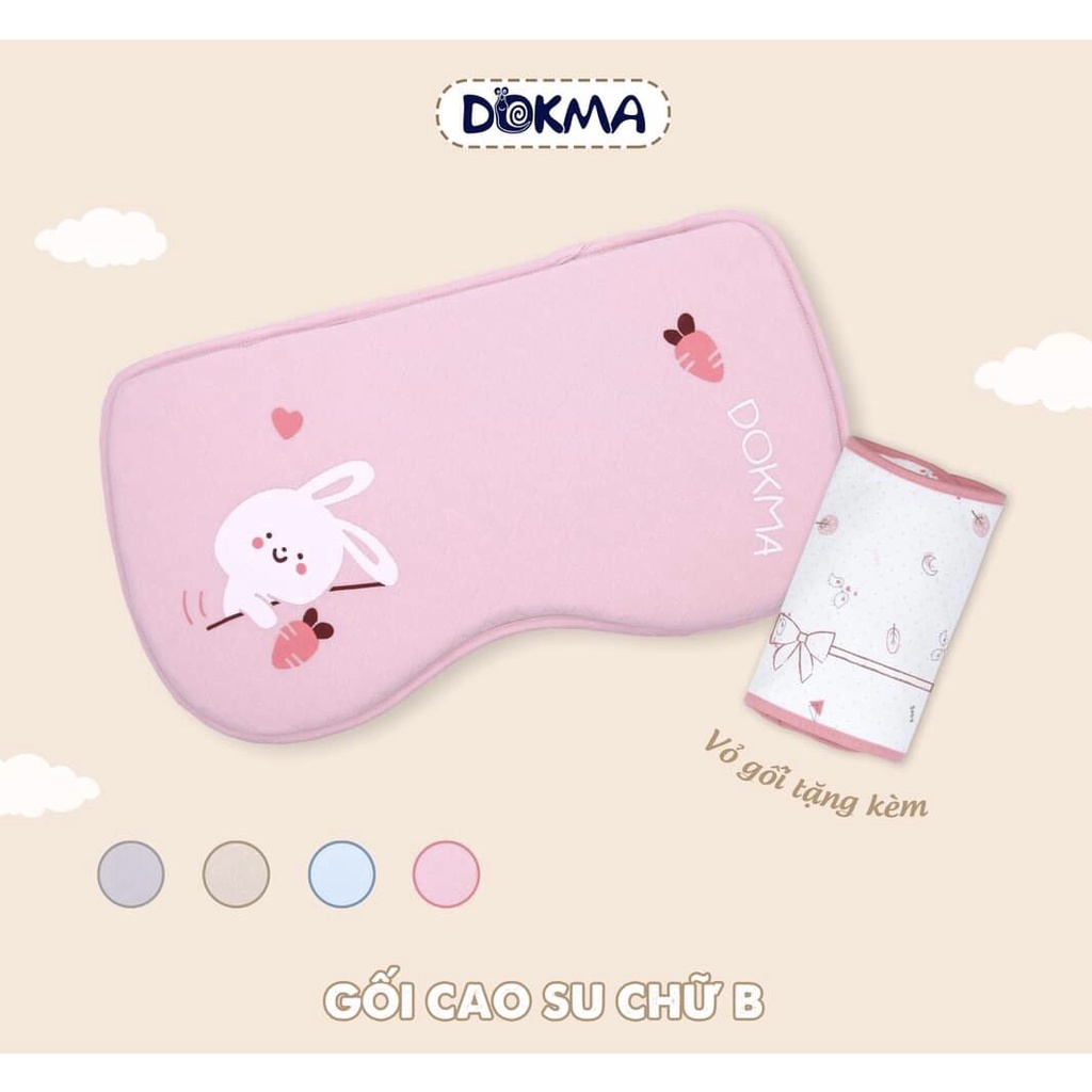 Gối Cao Su Non thiên nhiên cao cấp Dokma hình dáng chữ B thích hợp cho bé sơ sinh Hàng Chính Hãng