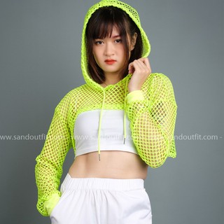Áo Lưới Hoodie Cut Out Xanh Neon (Video kèm hình thật)