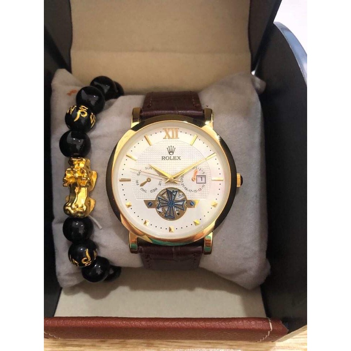 Đồng Hồ NAM ROLEX Dây Da Chống Nước ,Chống Xước Bảo Hành 12 Tháng Tặng Kèm Vòng Tỳ Hưu Và Pin Xịn