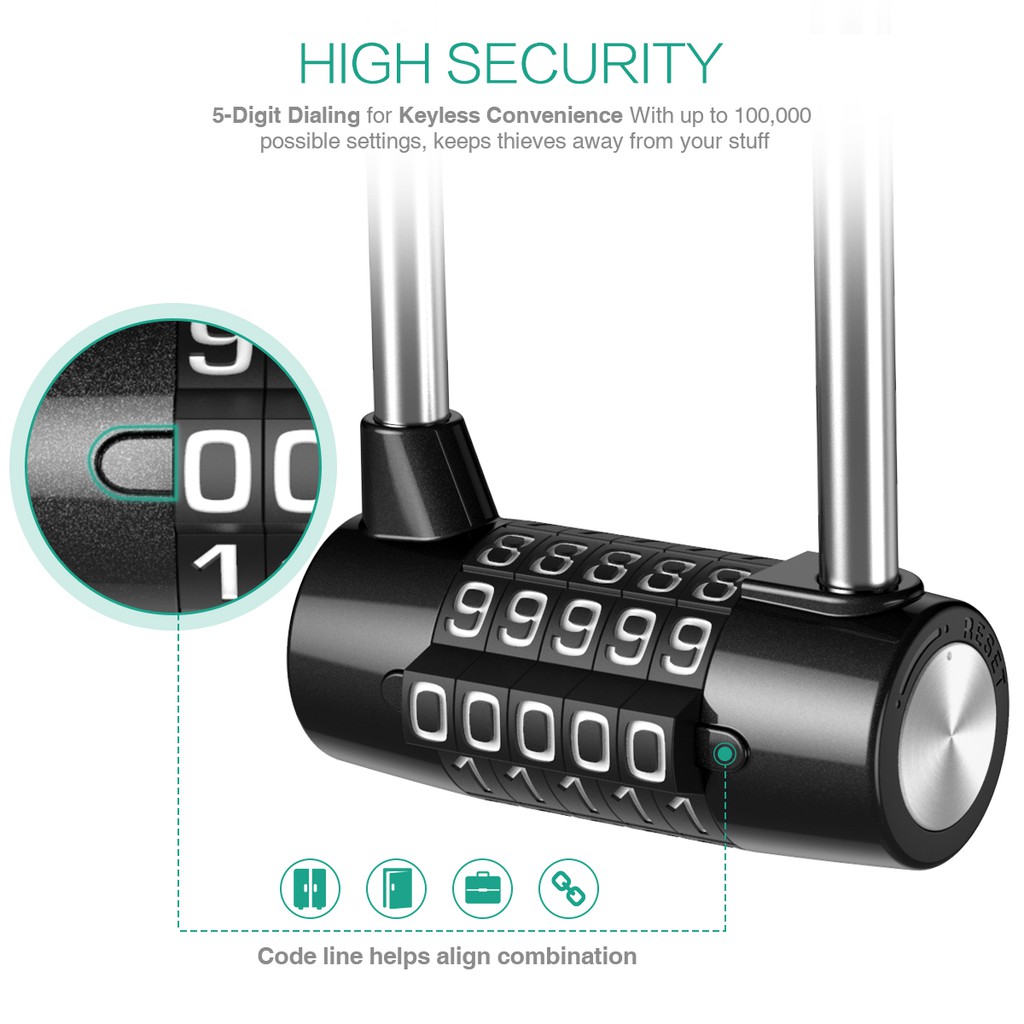 Set 1 / 2 Ổ Khóa 5 Chữ Số Nối Dài Cho Hộp Công Cụ Hành Lý