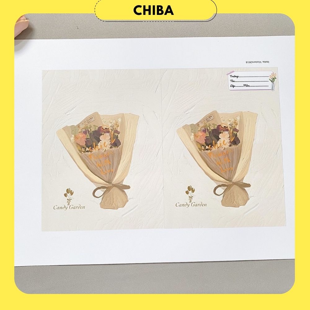 Bao sách, Bao vở hình tulip màu nhẹ nhàng, in nhãn vở miễn phí, hình thật shop tự chụp - Chị Ba House