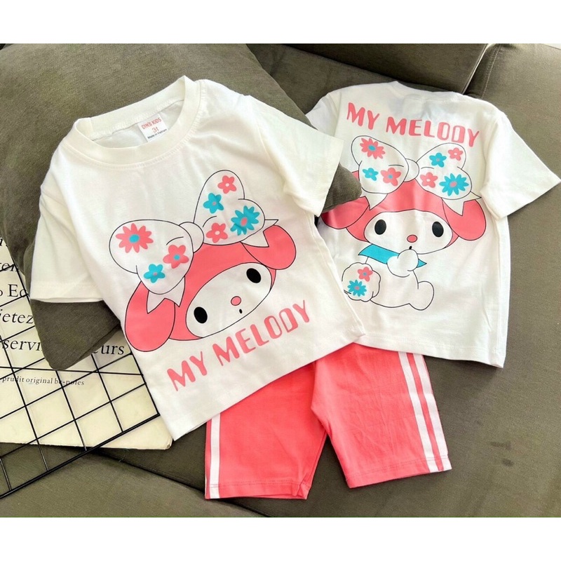 [9-22kg] Bộ ngố thun cotton mềm mịn in hoạt hình siêu xinh cho bé, bộ tay ngắn quần ngố - Đồ bộ bé gái mặc nhà