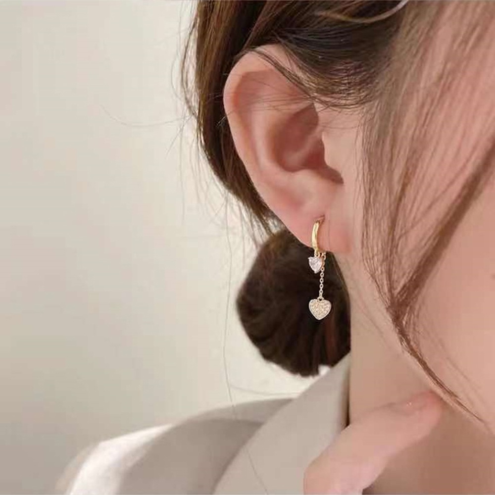 Bông Tai Dáng Dài Hình Trái Tim Xinh Xắn Thời Trang