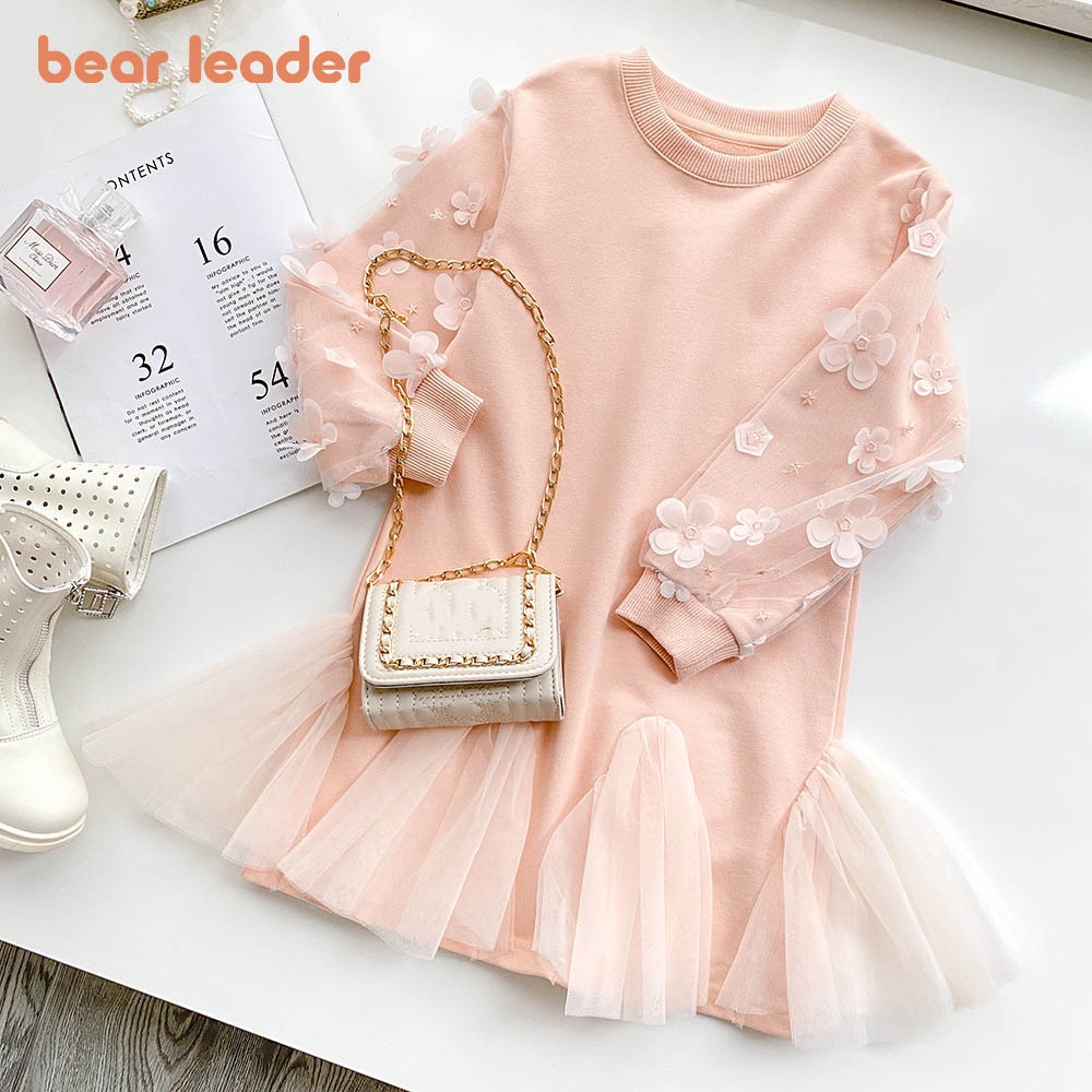 BEAR LEADER Đầm Công Chúa Thời Trang Mùa Thu Hàn Quốc 2023 Cho Bé Gái