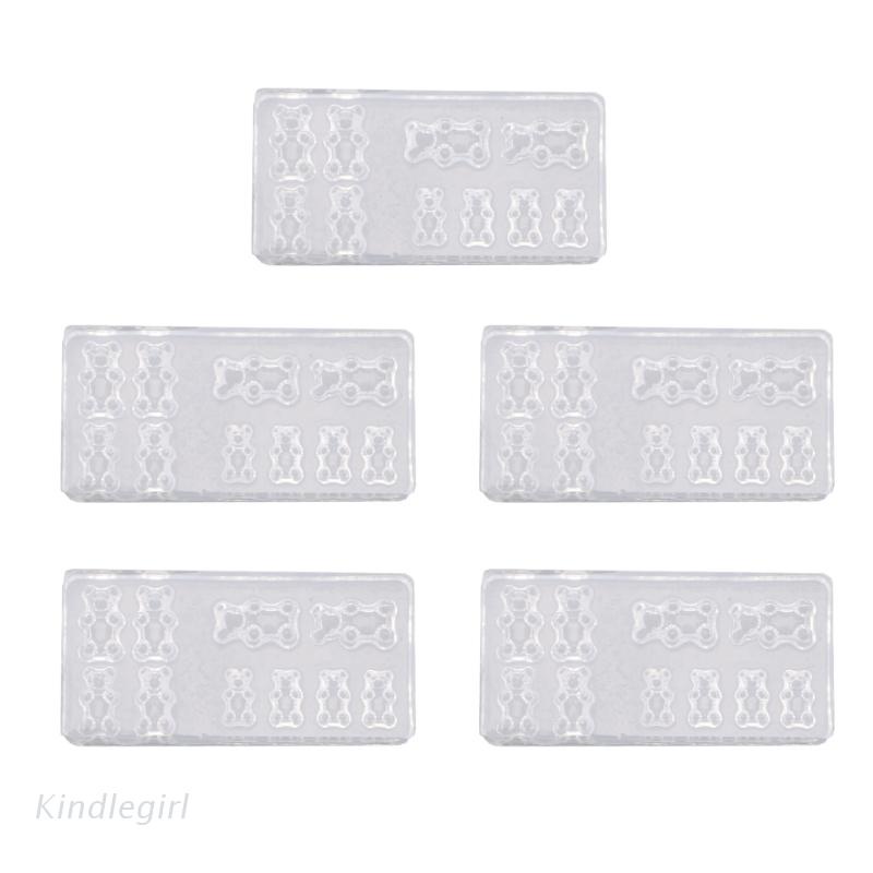 [Hàng mới về] Set 5 khuôn silicon làm đồ trang trí móng tay hình gấu dễ thương