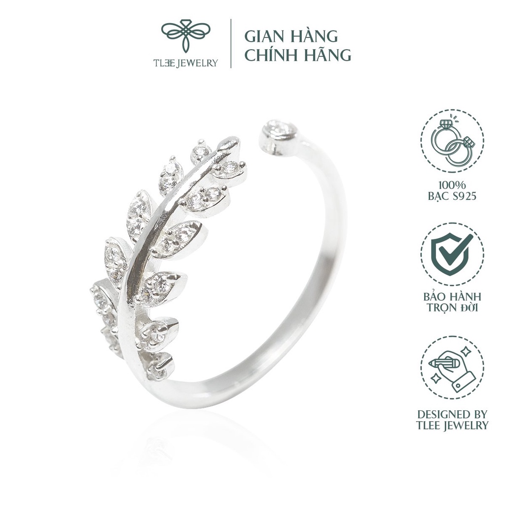 Nhẫn bạc nữ TLEE lá oliu nạm đá sang trọng NCJ A0155