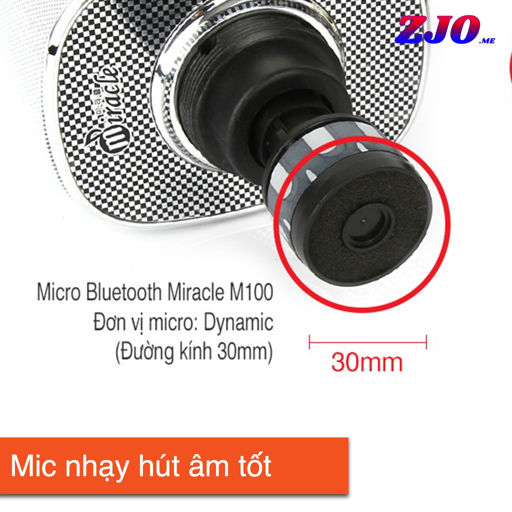 Micro Karaoke Bluetooth Chính Hãng Miracle Phiên Bản Màu Đen Công Xuất 10W