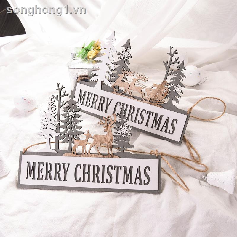 Miếng Gỗ Khắc Chữ Tiếng Anh Trang Trí Cây Thông Noel