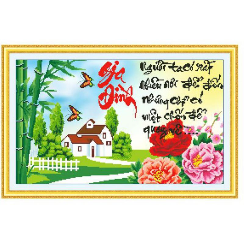 Tranh thêu chữ thập Gia đình 222934(61x40cm)