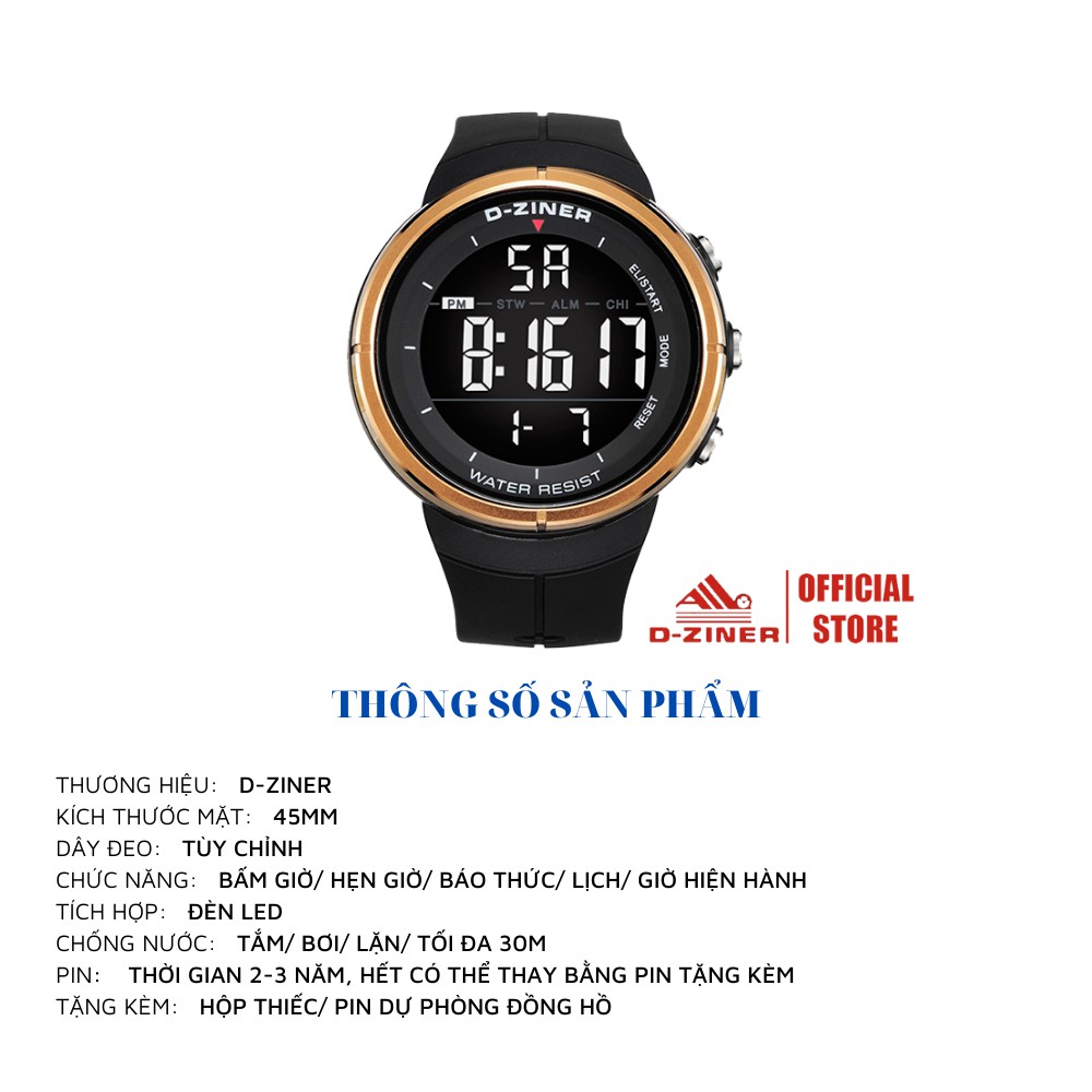 Đồng hồ nam điện tử thể thao chính hãng cao cấp D-ZINER 8163 chống nước 30M full box | BigBuy360 - bigbuy360.vn