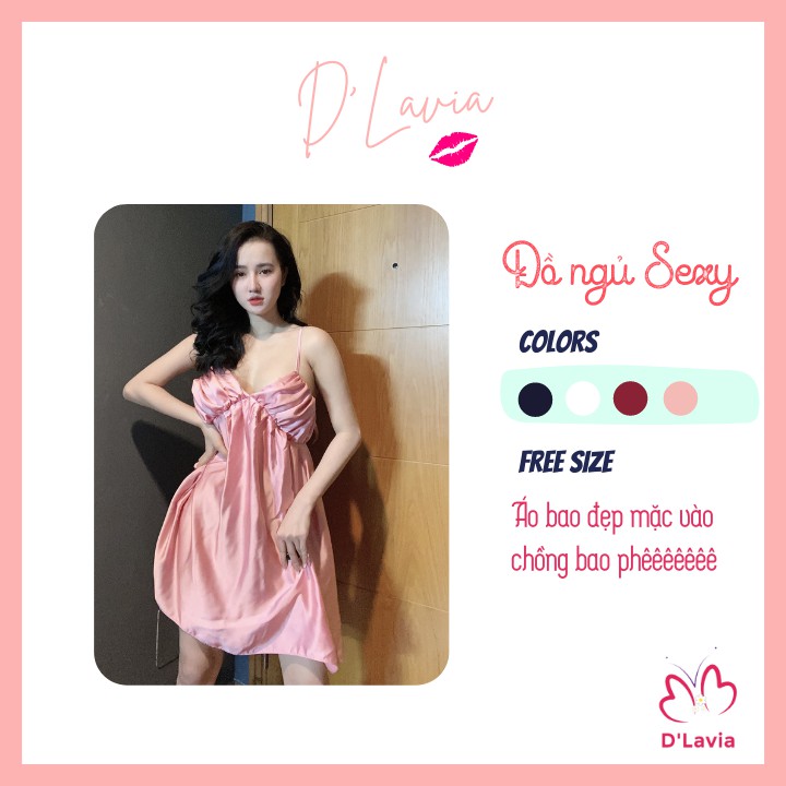 Đầm ngủ nữ sexy ren quyến rũ gợi cảm satin cao cấp mềm mịn thoáng mát AN23 - D'Lavia