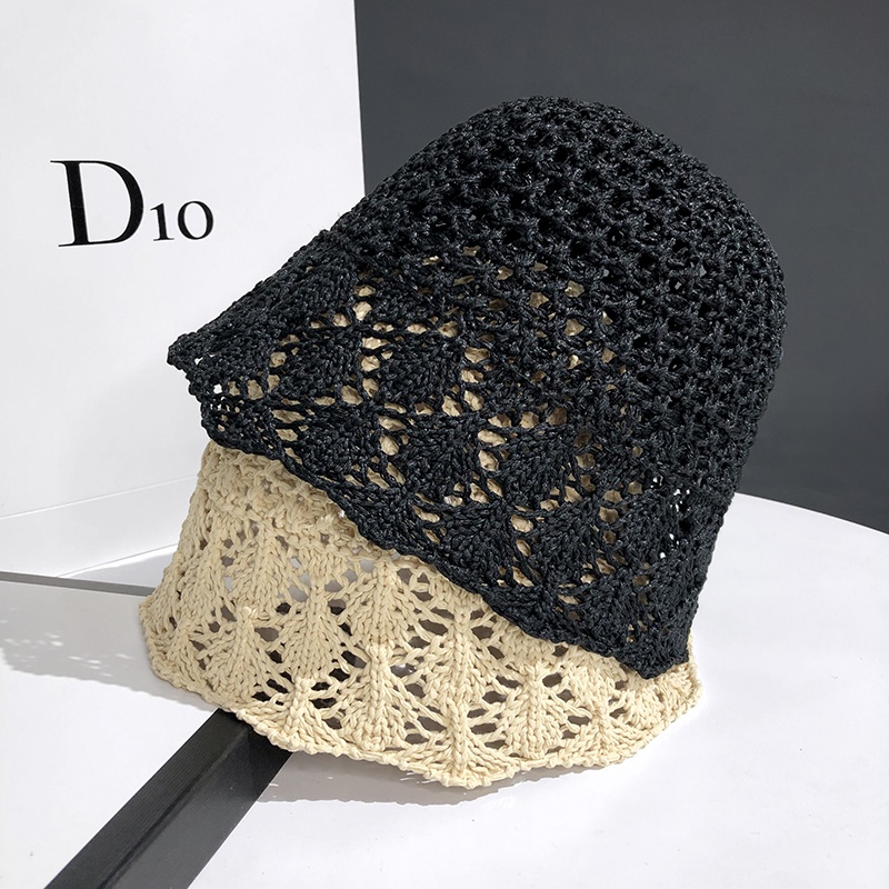 Nón Bucket Đan Cói Chống Nắng Khoét Rỗng Phong Cách Nhật Bản Thời Trang Mùa Hè Cho Nữ