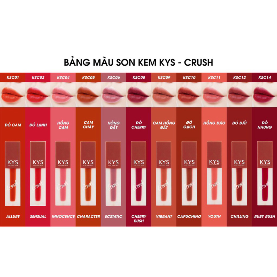 Son Kem Lâu Trôi Đỏ Không Chì Chocolate KYS Crush 3.5g