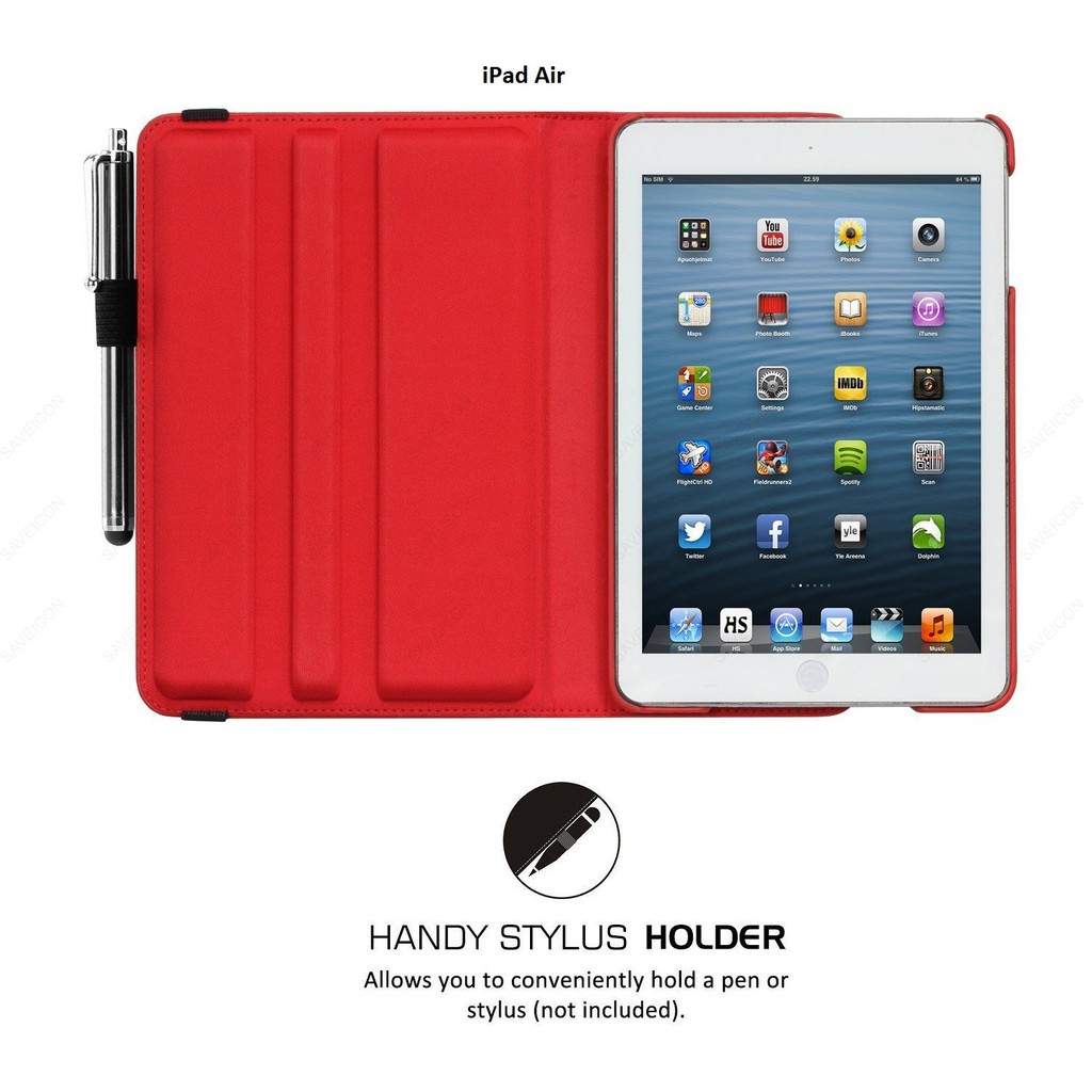 Bao da iPad Air xoay 360 độ (đỏ) | BigBuy360 - bigbuy360.vn