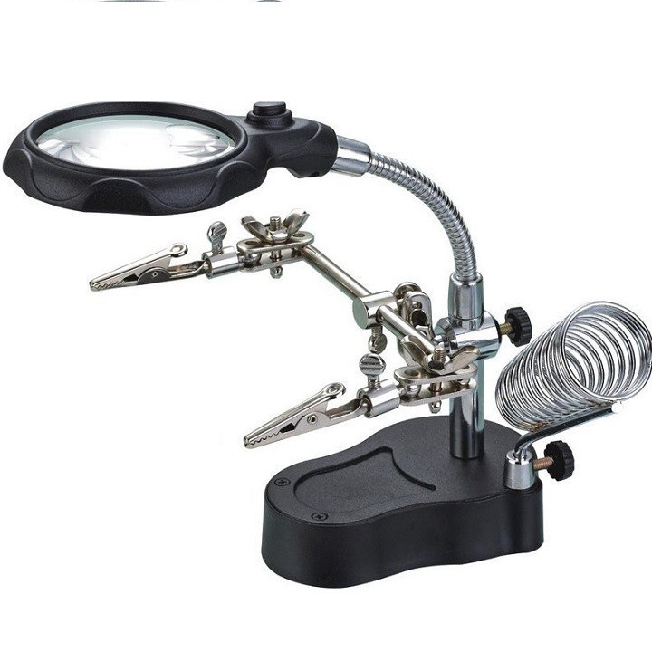 Kính lúp hàn mạch điện tử phóng đại có 2 led