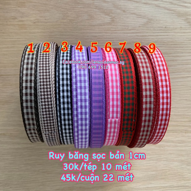 Combo 10 mét dây ruy băng sọc bản 1cm