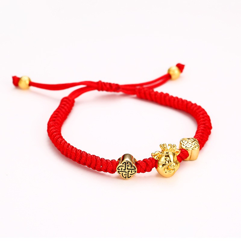 Vòng Tay Charm Mạ Vàng 24K Dây Màu Đỏ, Vòng Tay Ý Nghĩa May Mắn - XPLT26