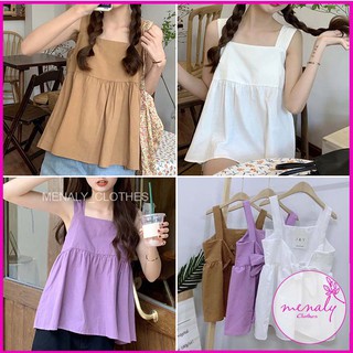 Áo babydoll 2 dây nữ thắt nơ sau A05, Mẫu áo dáng suông kiểu dáng hàn quốc dễ thương