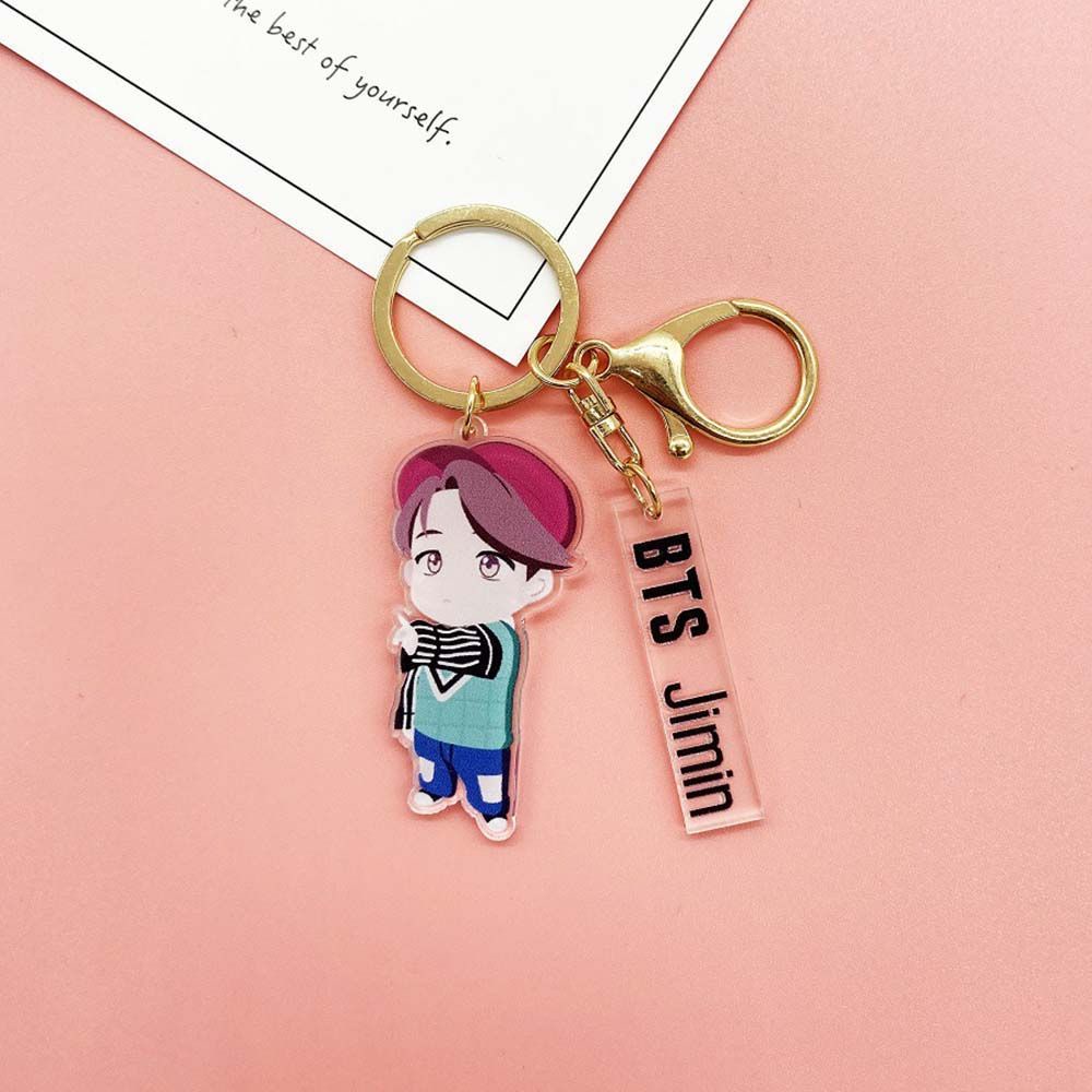 Móc Khóa Họa Tiết Hoạt Hình BT21 Jimin V Suga Dễ Thương
