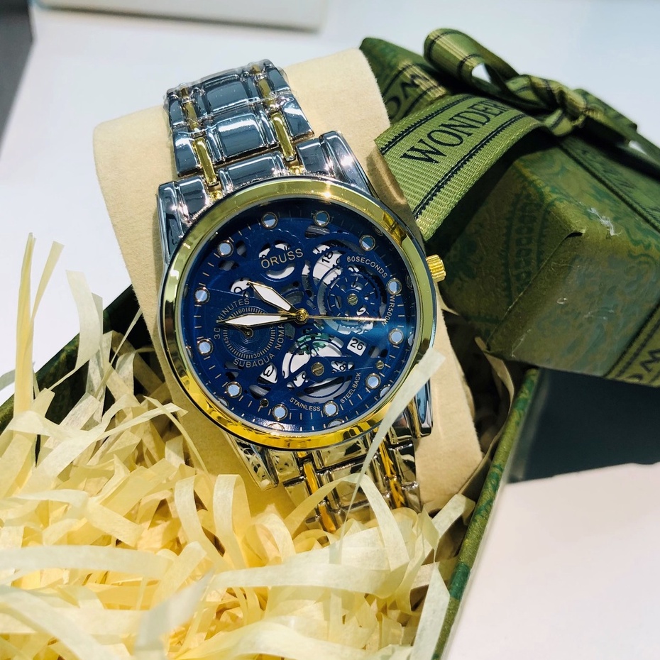 Đồng hồ nam cao cấp chính hãng thép không gỉ dây đeo kim loại vàng thể thao thời trang chống thấm nước giá đẹp