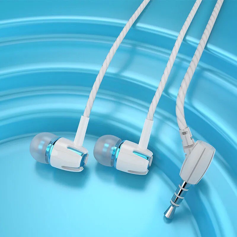 Tai nghe điện thoại nhét tai kim loại dây dù dạ chống rối Super Bass 9D new 2021