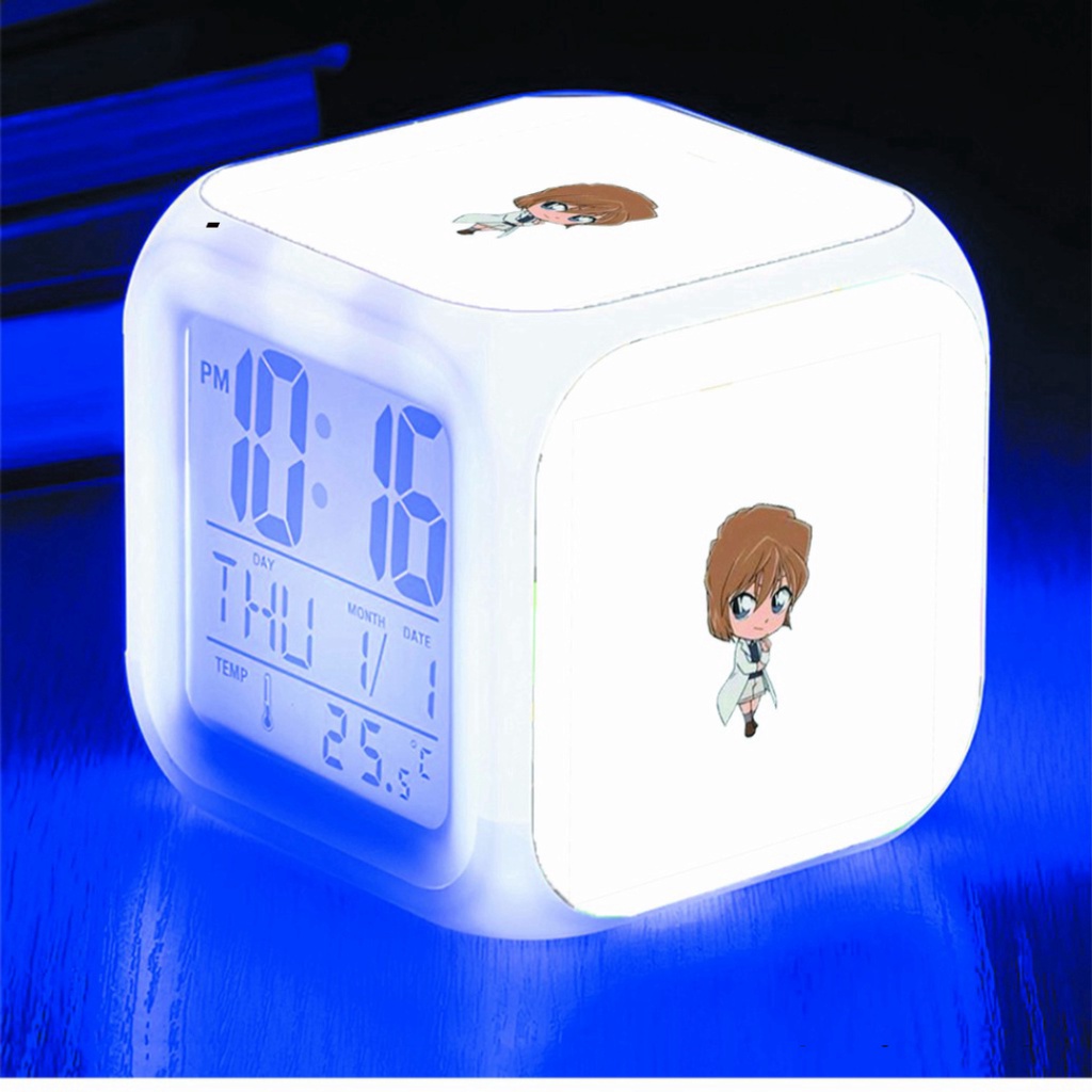 Đồng hồ báo thức để bàn in hình Conan thám tử lừng danh anime LED đổi màu