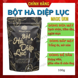 Bột hà diệp lục rửa mặt đắp mặt ngừa mụn thiên nhiên cho da sáng sạch Magic Skin