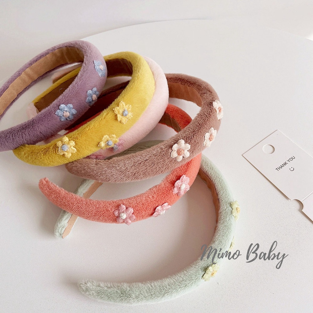 Bờm cài tóc đáng yêu bông ngắn đính hoa cho bé gái Mimo baby BD37