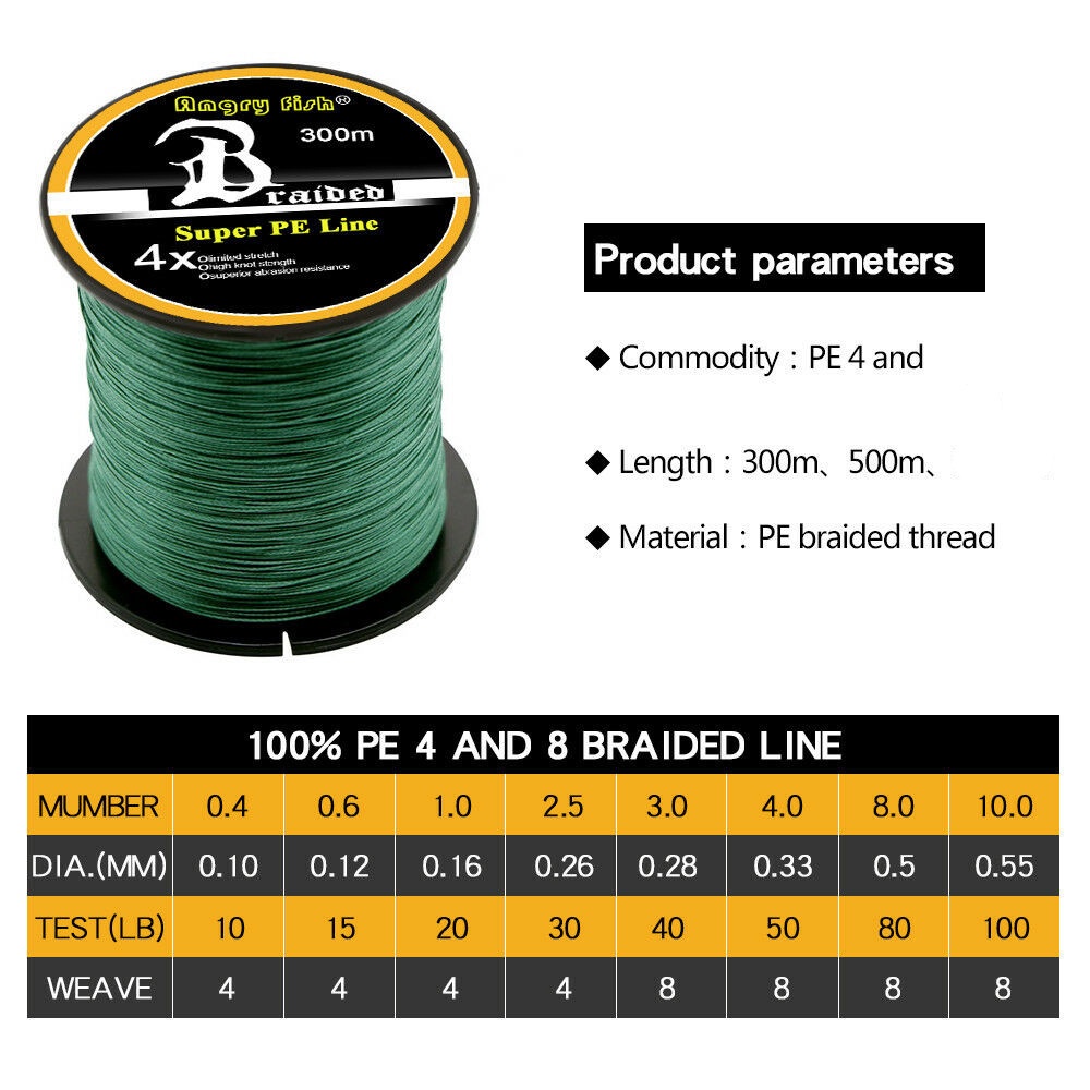 Cuộn dây câu cá bện 4 sợi PE siêu chắc dài 300/ 500m 12-100lb