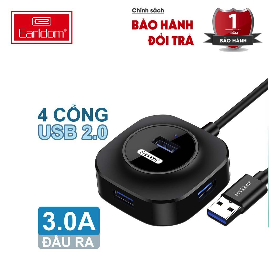 Hub Earldom HUB-06 Tốc Độ Cao Bộ Chia USB Từ 1 Thành 4 Cổng - BH 12 Tháng