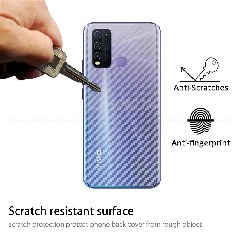 5Pcs Carbon Fiber Back Screen Protector Sticker Film VIVO V21e V23e V21 Y33s Y15s Y21s Y21 Y15a Y52 Y31 Y51 Y20s Y20i Y20 Y72 X60 X50 V19 Neo V20 Se Y12s Y11s Pro