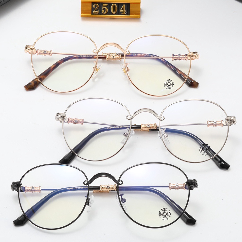 Gọng kính tròn chrome hearts kim loại , thiết kế mảnh nhẹ kiểu dáng thời trang