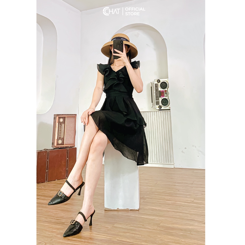 Váy cổ tim bèo đổ 3 tầng CCHAT | BigBuy360 - bigbuy360.vn