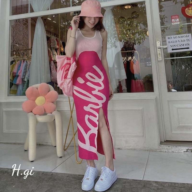 Váy Len Sát Nách Barbie Xẻ Đùi Quảng Châu Sang Chảnh, Màu Phối Đẹp Độc Lạ