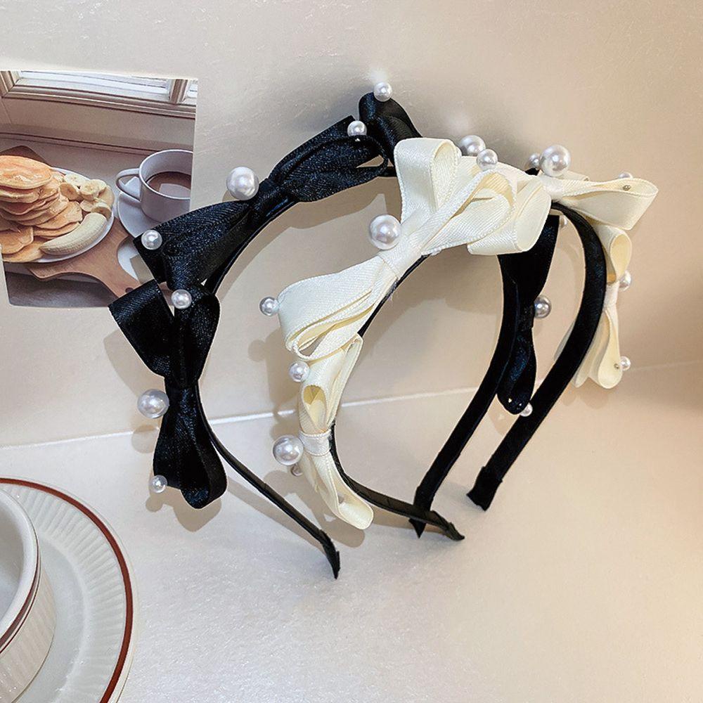 IVORY Băng Đô Cài Tóc Đính Nơ Phong Cách Vintage Thanh Lịch Cho Nữ