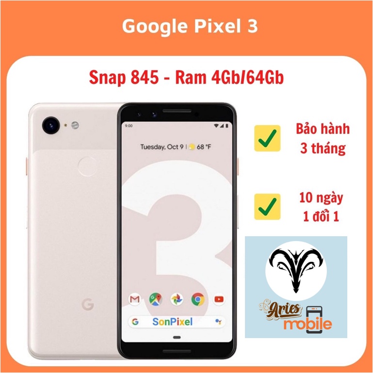 ĐIện thoại GG Pixel 3 đẹp keng 97%, Cấu hình cao, Nhỏ gọn dễ cấm nắm, Pin cao, Màn hình 2K, Xem phim