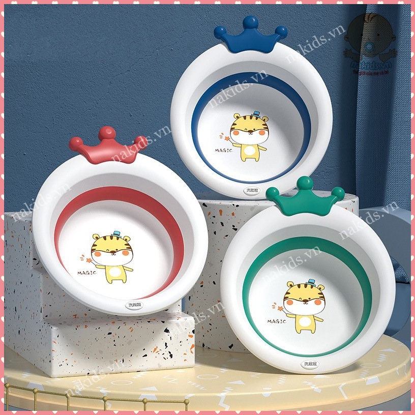 Chậu Rửa Mặt Gấp Gọn, Chậu Đi Sinh Hình Vương Miện Dùng Để Vệ Sinh Cá Nhân Cho Bé Và Cả Gia Đình MS103