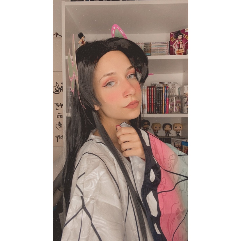 Bộ Tóc Giả Dài Màu Đen Dùng Hóa Trang Nhân Vật Anime Demon Slayer Kimetsu no Yaiba