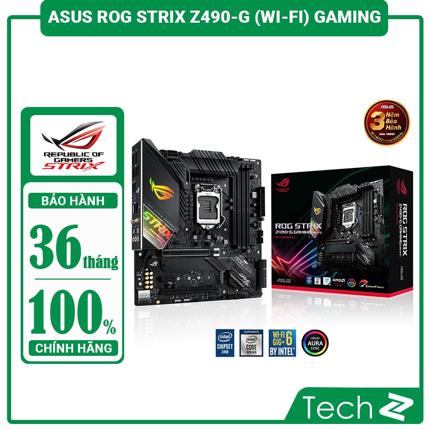 Bo mạc chủ Mainboard ASUS ROG STRIX Z490 (Intel Z490, Socket 1200, Mini ITX- ATX- mATX, 2/4 khe RAM DDR4)