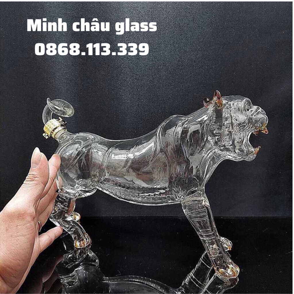 Bình đựng rượu hình con Hổ DẦN thuỷ tinh cấp làm quà tặng ý nghĩa, Tặng tân gia