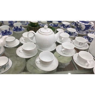 Bộ tách trà bát tràng cao cấp to kẻ chỉ vàng kim(GỐM SỨ CAO CẤP)
