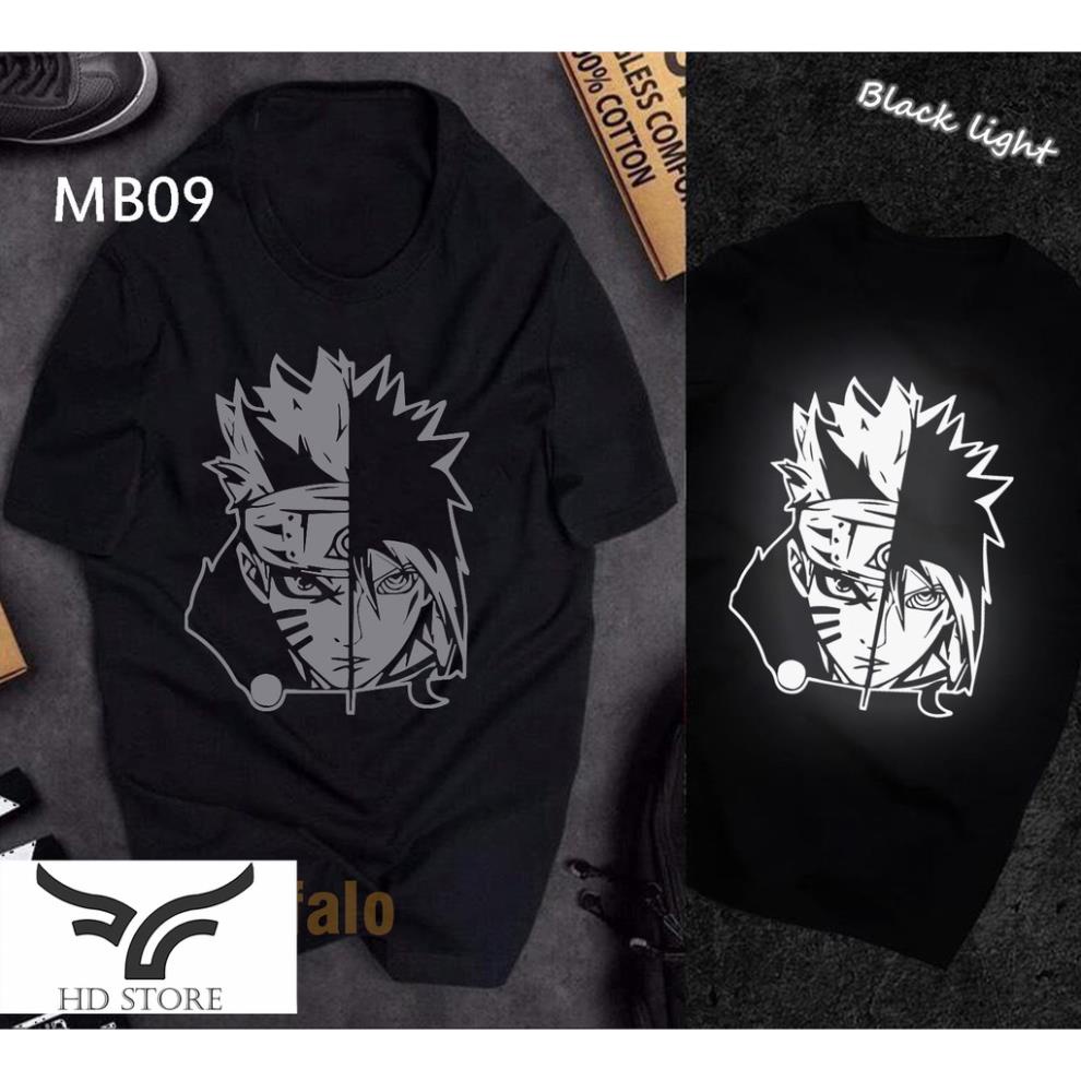 Áo Phông Ngắn Tay Không Cổ, Áo Thun Phản Quang Hình Cute Naruto Hdstore Chất Cotton Mát, Rẻ, Đẹp tt02 💥💥
