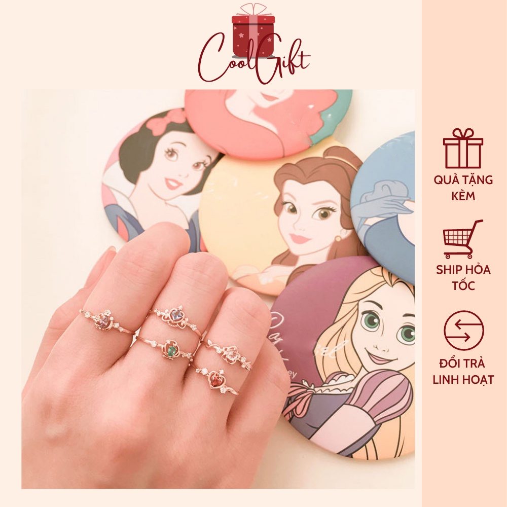 Nhẫn Disney Princess bạc S925 kèm hộp sang trọng, nhẫn tự điều chỉnh độ rộng, quà tặng ý nghĩa - Coolgift