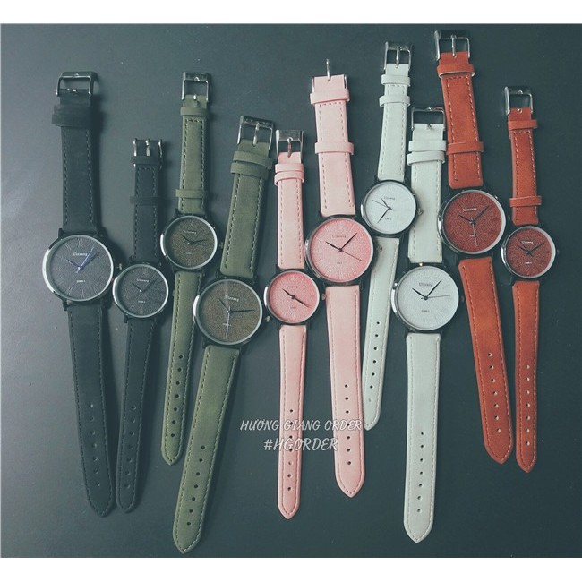 Đồng hồ nam nữ ulzaang thời trang dây da phong cách retro