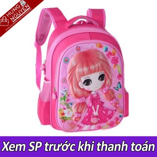 Balo dập nổi 3D búp bê dành cho bé gái lớp 1 lớp 2