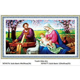 Tranh đính đá -Tranh thêu chữ thập gia đình thánh gia (mn0176,MN0177,Y8328,VS094)