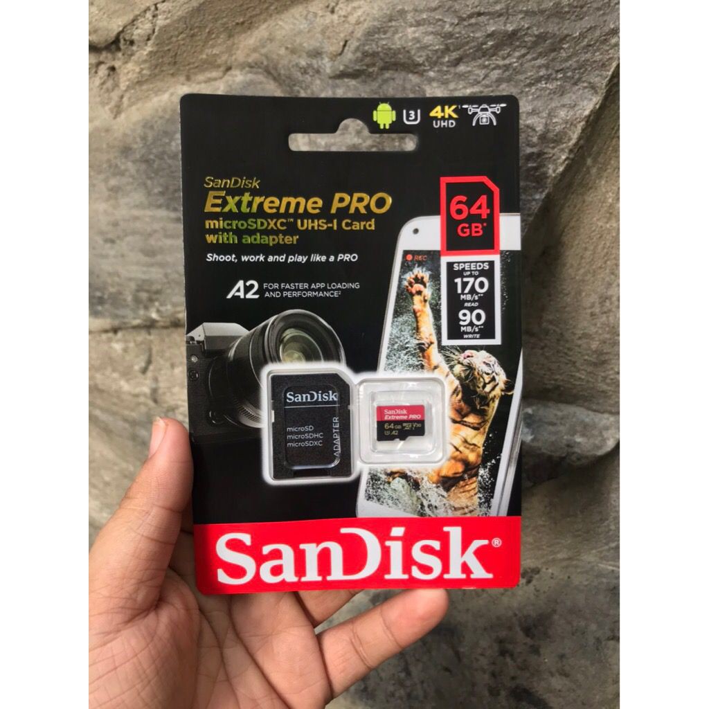 Thẻ nhớ San - Dick MicroSD Extreme Pro Class10 V30 A1/A2 4K upto tối đa 170mb/s + Kèm apdater - Tốc độ siêu cao